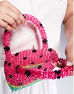 watermelon beaded grab bag in red