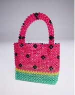 watermelon beaded grab bag in red