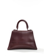 PASQ mini curved bottom grab bag with cross body strap in burgundy