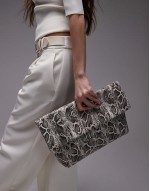 Georgia folded clutch grab bag in snake print