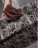 Georgia folded clutch grab bag in snake print