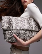 Georgia folded clutch grab bag in snake print