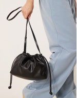 drawstring crossbody bag in black