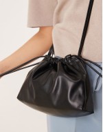 drawstring crossbody bag in black