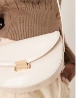 interchangeable curve shoulder and crossbody bag with lock detail in white