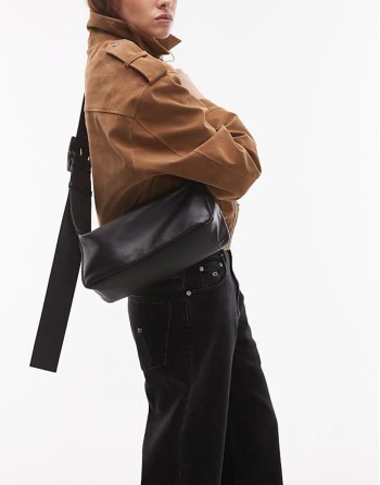 Charlie leather crossbody bag in black - BLACK