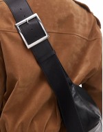 Charlie leather crossbody bag in black - BLACK