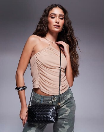 weave crossbody bag in black