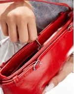 shoulder bag with buckle detail in red