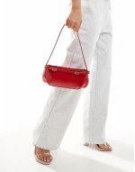 shoulder bag with buckle detail in red