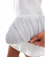 plisse clutch bag in silver