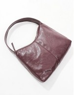 medium faux leather shopper in deep burgundy