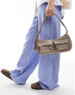 cargo nylon shoulder bag in dove grey