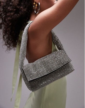 Shelly embellished shoulder bag in silver