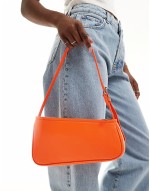 asymmetric buckle shoulder bag in orange