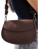 PASQ suede saddle shoulder bag with knot detail in brown