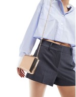 Metal textured box clutch bag in gold