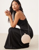 straw circle clutch bag in natural
