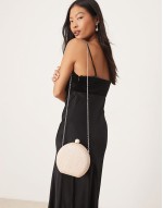 straw circle clutch bag in natural