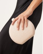 straw circle clutch bag in natural