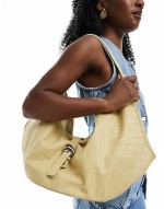 shoulder bag in buttermilk faux croc