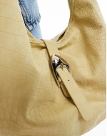 shoulder bag in buttermilk faux croc