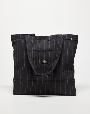 striped tote bag in black