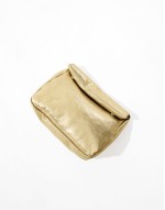 roll top clutch bag in gold