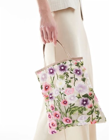 embroidered tote bag in multi