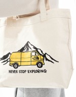 Camper Van logo tote bag in ecru