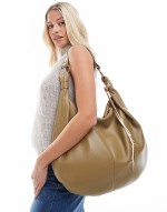 slouchy tote bag with snake hardware in taupe