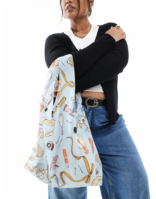 nylon shopper tote bag in get ready with me print