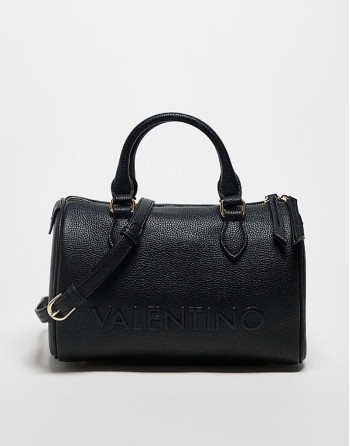 Valentino rised bowling bag with detachable crossbody strap in black