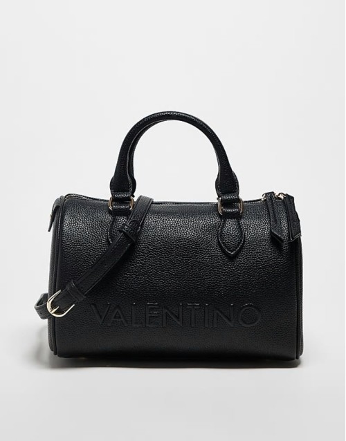Valentino rised bowling bag with detachable crossbody strap in black
