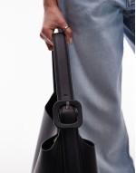 buckle detail adjustable strap bag in black