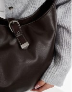 slouchy city shopper with buckle close in brown